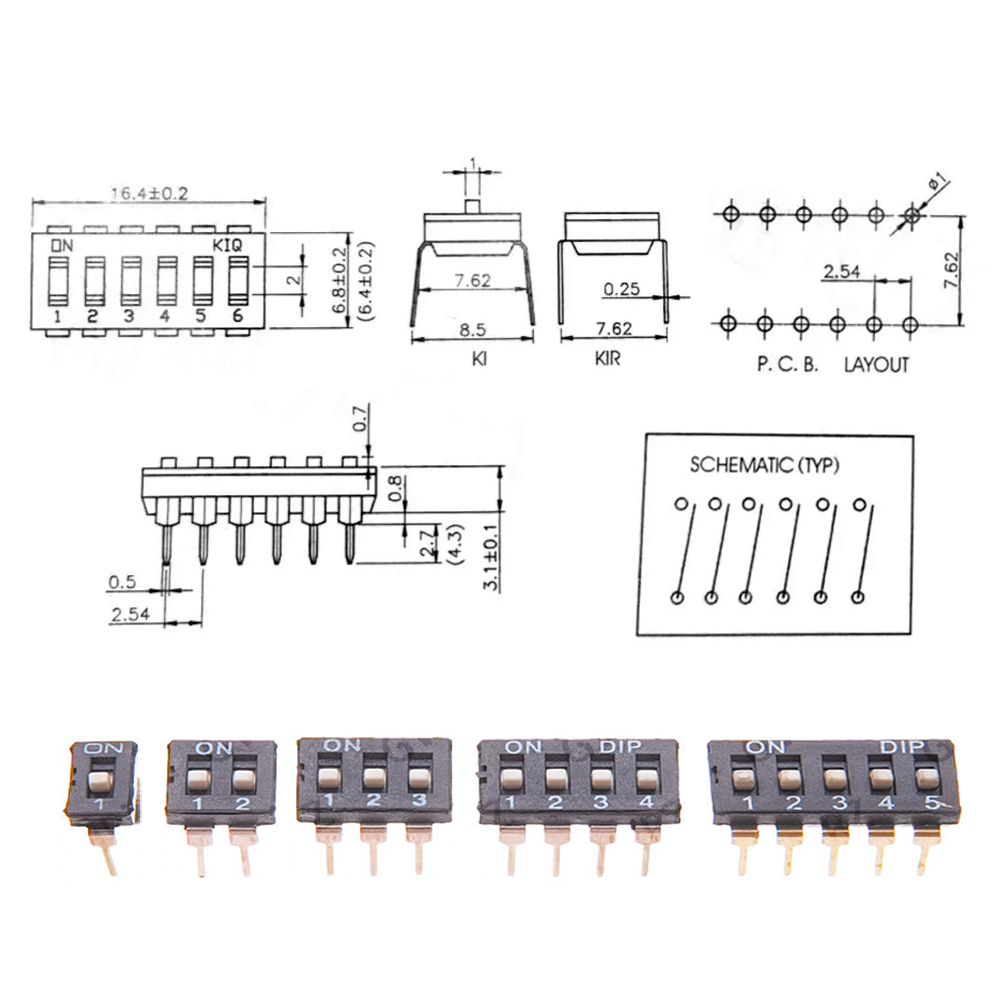 Circuit Snap Kit - 5PCS 2 2.54mm Pitch Tuimelschakelaar Snap